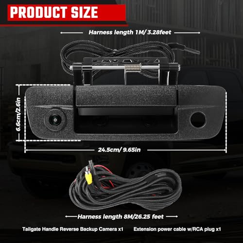 ISINSWIFT Tailgate Handle Backup Camera Fit for Dodge RAM 1500 2009-2017,Fit for Dodge RAM 2500 3500 2010-2017 Tailgate Reversing Rear View Park Assist Camera RCA Plug Replace# 68084284AB - Image 5