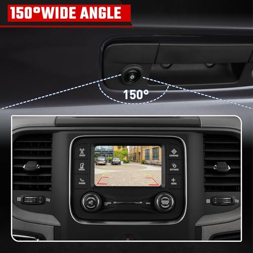 ISINSWIFT Tailgate Handle Backup Camera Fit for Dodge RAM 1500 2009-2017,Fit for Dodge RAM 2500 3500 2010-2017 Tailgate Reversing Rear View Park Assist Camera RCA Plug Replace# 68084284AB - Image 4