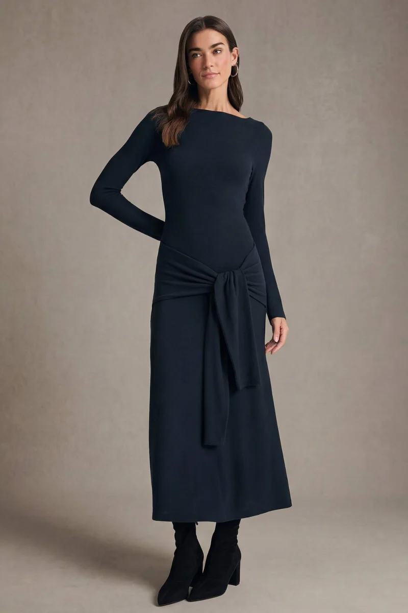 ديفاكتو Bodycon Crew Neck Midi Dress