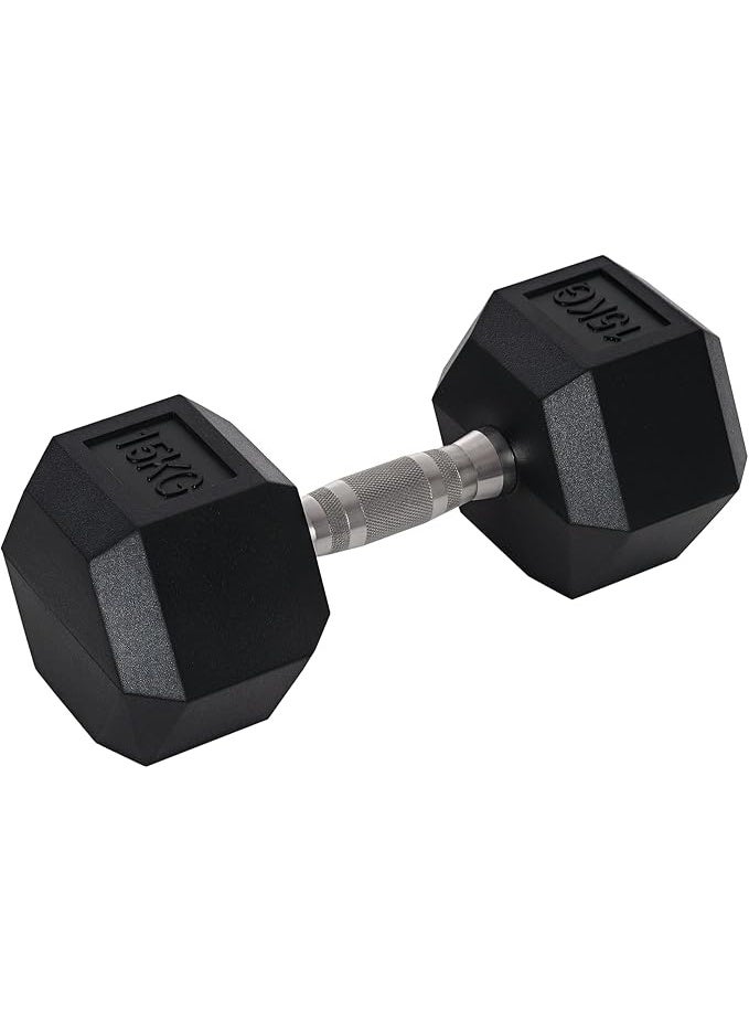 دامبل سداسي مطاطي مستورد – 15 كجم - Image 1