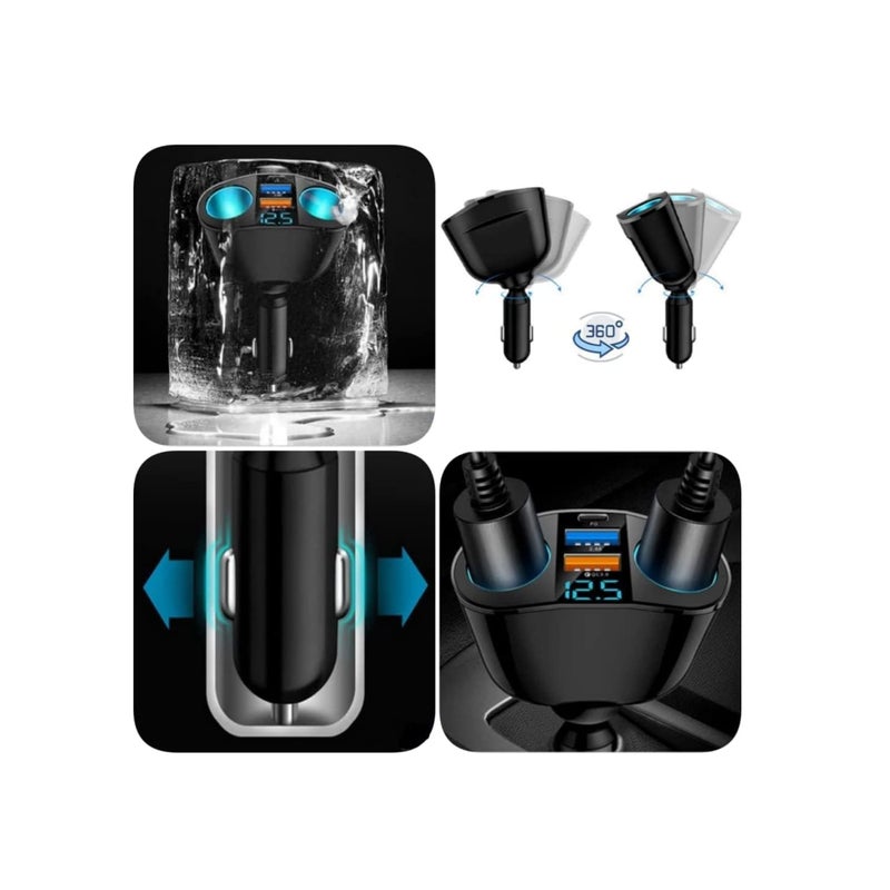 Barakah Car Charger Cigarette Lighter Adapter, USB C Car Charger Socket 12V-24V, 120W Fast Charge Cigarette Lighter, PD & QC3.0 USB Charger Adapter - Image 4