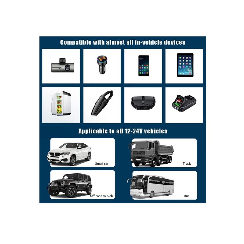 Barakah Car Charger Cigarette Lighter Adapter, USB C Car Charger Socket 12V-24V, 120W Fast Charge Cigarette Lighter, PD & QC3.0 USB Charger Adapter - Image 5