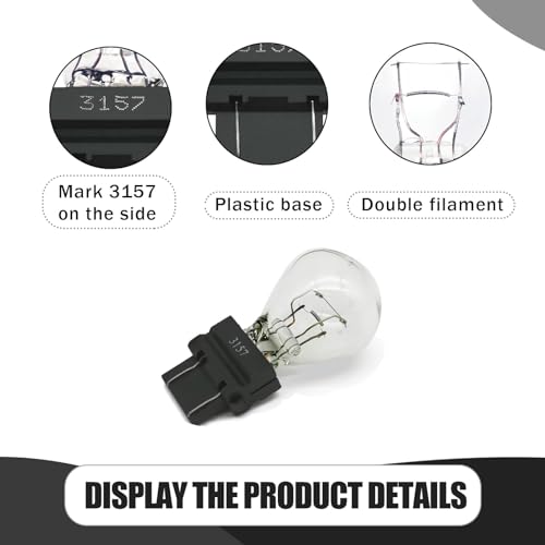 Tesnaao 10 Pack Car Instrument Light Bulb, 3157 Brake Light Bulb, 12V 21/5W Automobile Lighting Replacement Accessory, Universal for Most Cars, Trucks and Vans (White) - Image 3