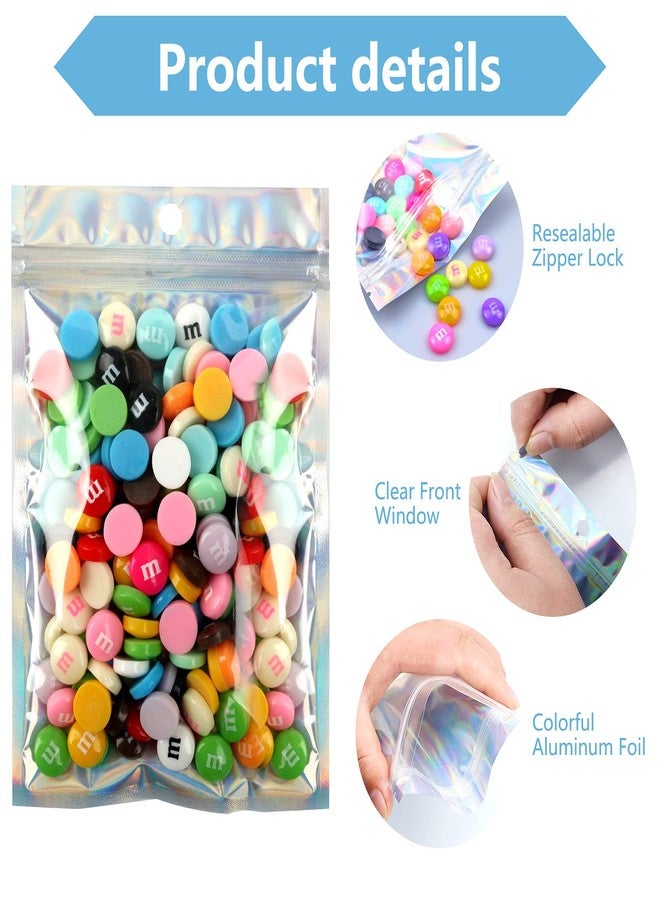ANZNKU 50 Pack Holographic Bags, 5" x 7" Resealable Small Baggies, Foil Pouch Rainbow Color Packaging Bags for Small Business, Plastic Zipper Bag for Food Storage Candy & Jewelry Packaging - Image 4