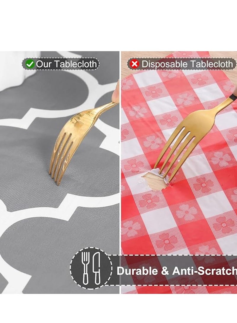 Rectangle Table Cloth, 60x102inches(150x260cm) Waterproof Stain Resistant Washable Tablecloth, Moroccan Polyester Table Cover for Dining, Indoor and Outdoor