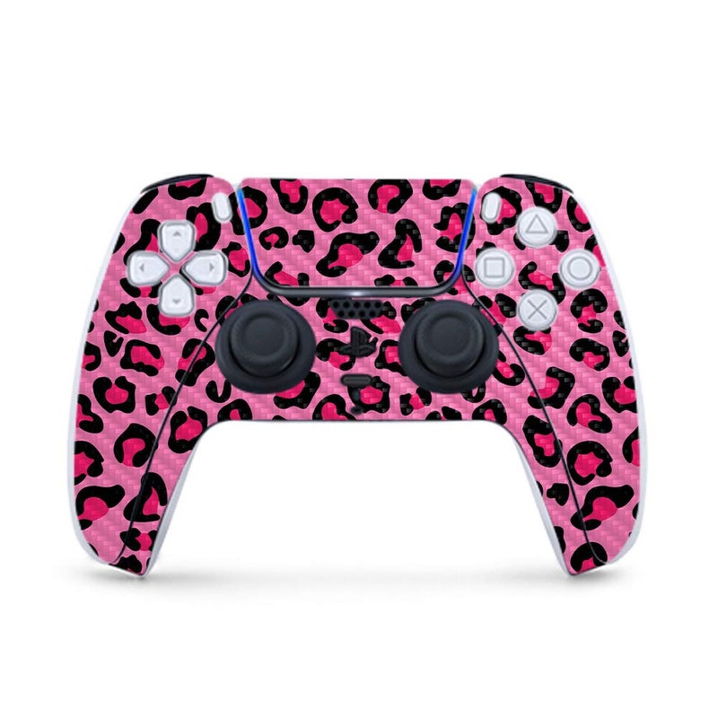 MIGHTY SKINS MightySkins Carbon Fiber Gaming Skin for PS5 / PlayStation 5 Controller - Pink Leopard | Durable Textured Carbon Fiber Finish | Easy to Apply and Change Style | Made in The USA - Image 1