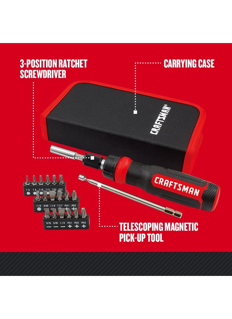 CRAFTSMAN CRAFTSMAN Ratcheting Screwdriver Multibit Set 26Piece CMHT68001  - Image 2