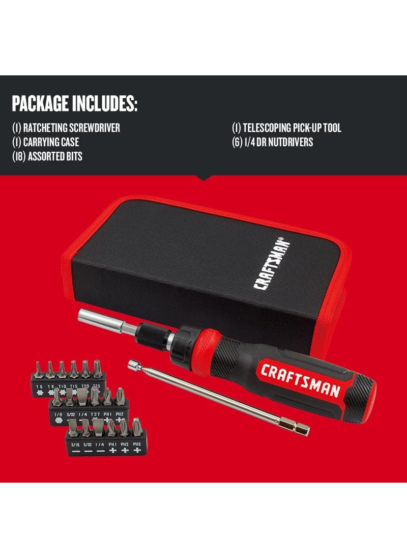 CRAFTSMAN CRAFTSMAN Ratcheting Screwdriver Multibit Set 26Piece CMHT68001  - Image 3