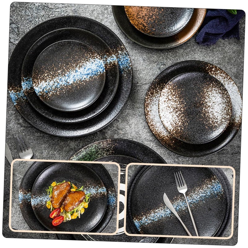 Japanese Style 8 Inch Shallow Dinner Plate Blue Serving Dish for Steak Buffet BBQ Party Home Use - Image 4