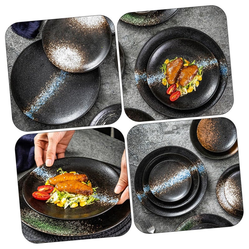 Japanese Style 8 Inch Shallow Dinner Plate Blue Serving Dish for Steak Buffet BBQ Party Home Use - Image 5