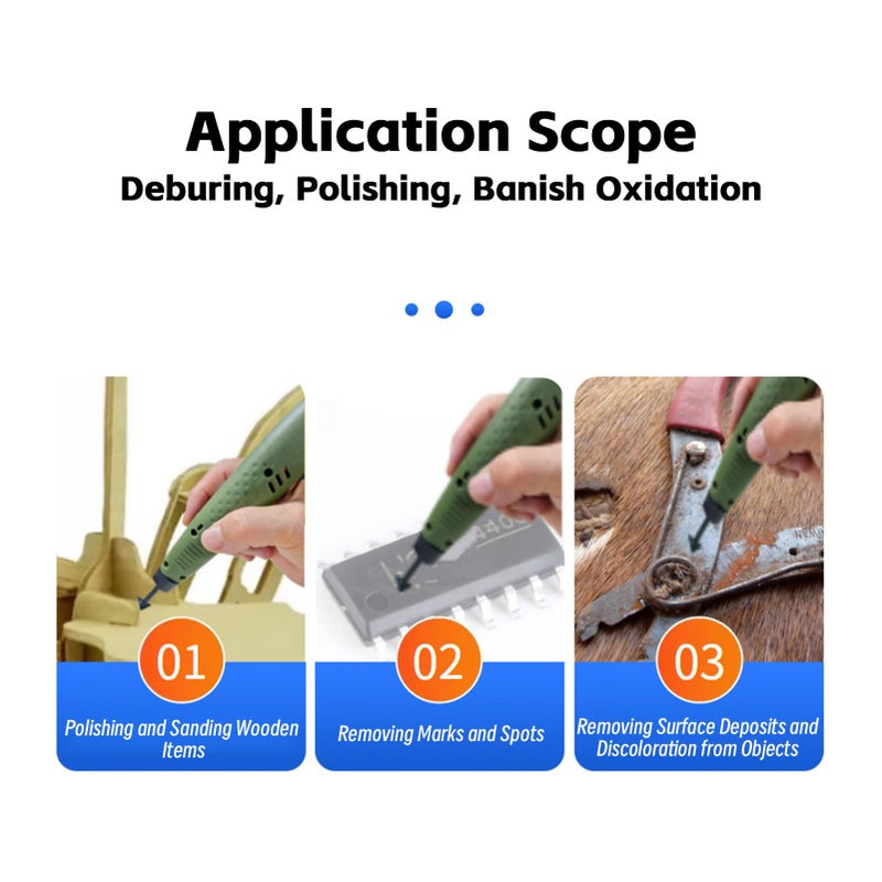Common 12V 8000rpm Mini Pen Sander with 8 Replacement Heads and 2 Sandpapers for Wood Polishing Metal Cleaning DIY - Image 5