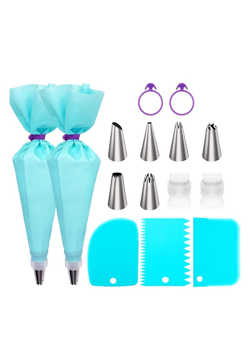 Piping Bags and Tips Set,  Reusable Piping Bags, Frosting Piping Kit for Baking with Pastry Bags and Tips, Standard Converters, Silicone Rings, Cake Decorating Tools Supplies for Cookie Icing, Cupcake - Image 1