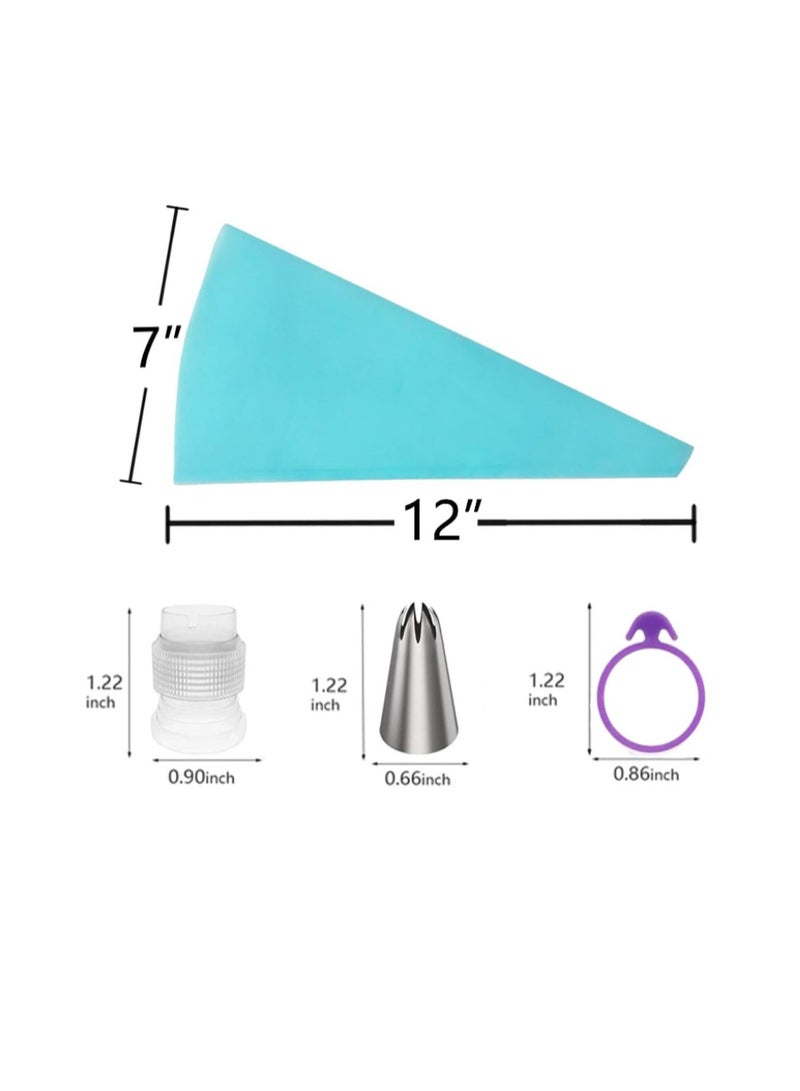 Piping Bags and Tips Set,  Reusable Piping Bags, Frosting Piping Kit for Baking with Pastry Bags and Tips, Standard Converters, Silicone Rings, Cake Decorating Tools Supplies for Cookie Icing, Cupcake - Image 4