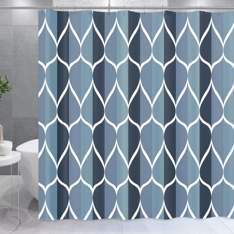 Gelbchu Gelbchu Aegean Blue Bath Shower Curtain W 72 x H 60Waterproof Design and Polyester QuickDrying Weighted Hem Extra Short Long Shower Curtains Set for Bathroom Machine Washable with 12 Hooks 