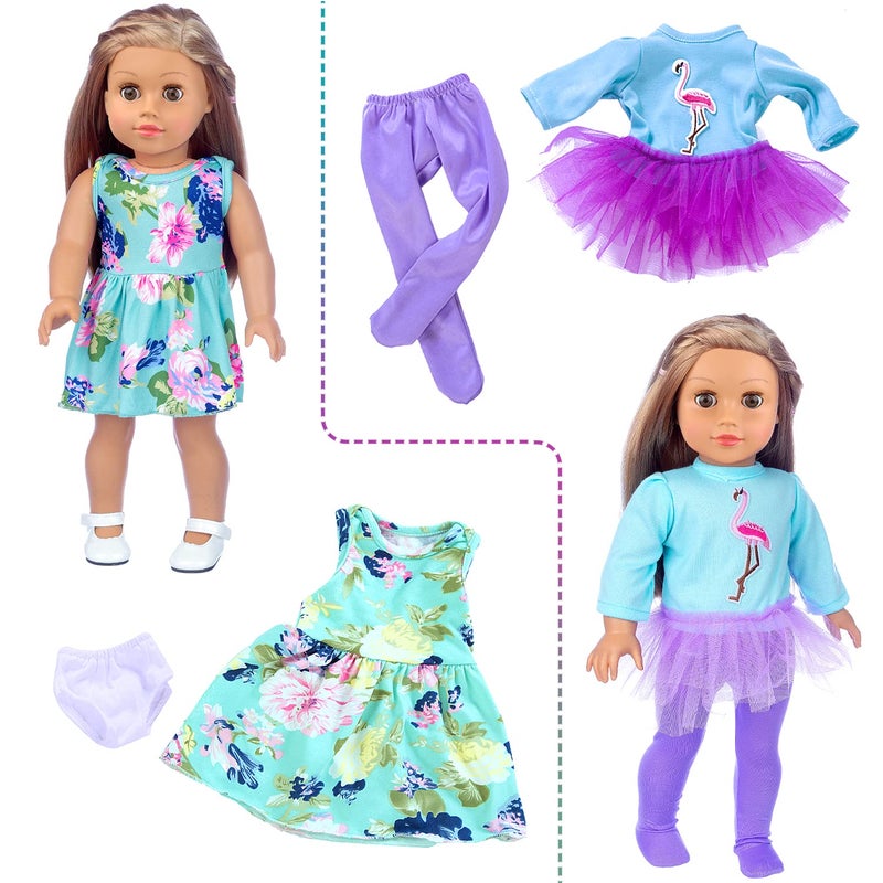 ZITA ELEMENT 24 Pcs American Doll Clothes for 18 inch Doll Clothes and Accessories - Doll Clothing Outfits Dress Swimsuits Tights for 18 Inch Dolls - Image 4
