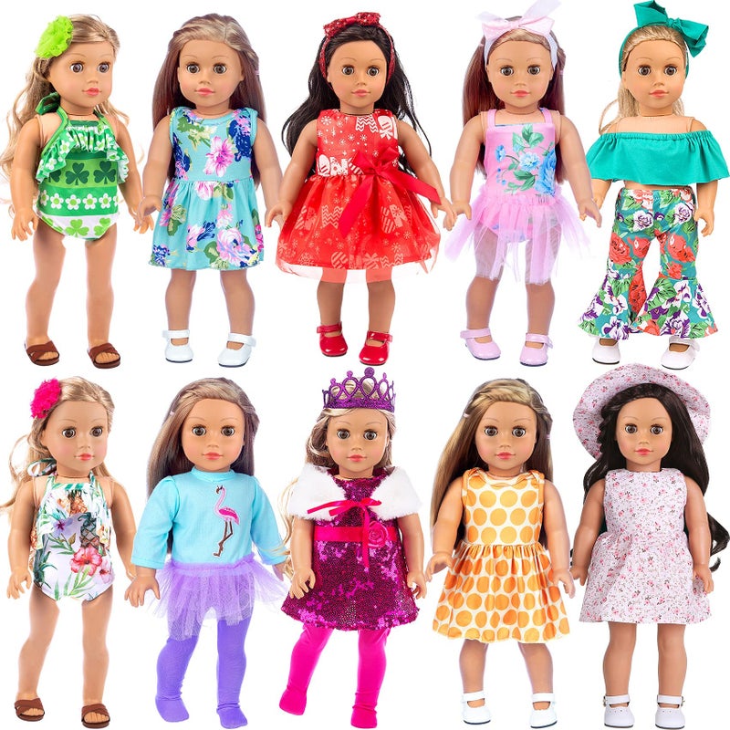 ZITA ELEMENT 24 Pcs American Doll Clothes for 18 inch Doll Clothes and Accessories - Doll Clothing Outfits Dress Swimsuits Tights for 18 Inch Dolls - Image 1