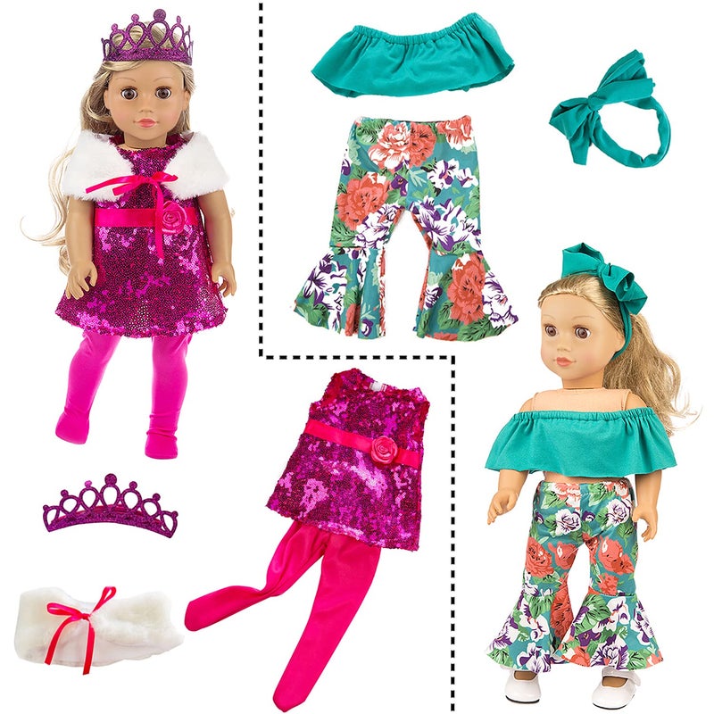 ZITA ELEMENT 24 Pcs American Doll Clothes for 18 inch Doll Clothes and Accessories - Doll Clothing Outfits Dress Swimsuits Tights for 18 Inch Dolls - Image 3