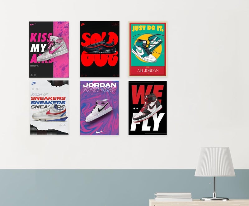 LiveMad Live Crazy Live Mad Live Crazy LMLC Sneaker Vertical Wall Paper Poster Pack Set of 6 A4 Size 9x12 inch Unframed Art Prints Home Bedroom Living Room Decor Aesthetic Matt Finish