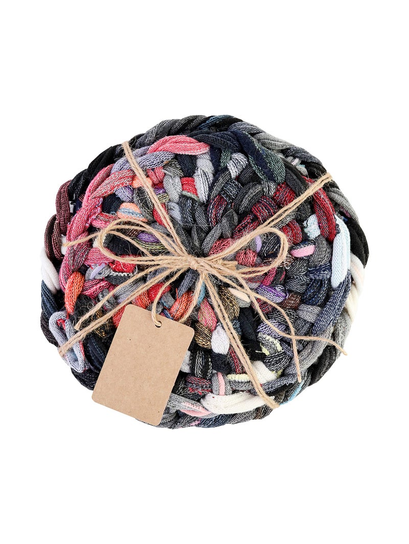 The Thika 2 Pcs Handmade Trivets Round Braided Pans Heat Resistant Multicolor Trivets