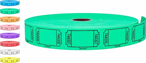 Tacticai 2000 Raffle Tickets, Blank, Green (1 of 8 Colors), Single Roll, Ticket for Events, Entry, Class Reward, Fundraiser & Prizes - Image 1