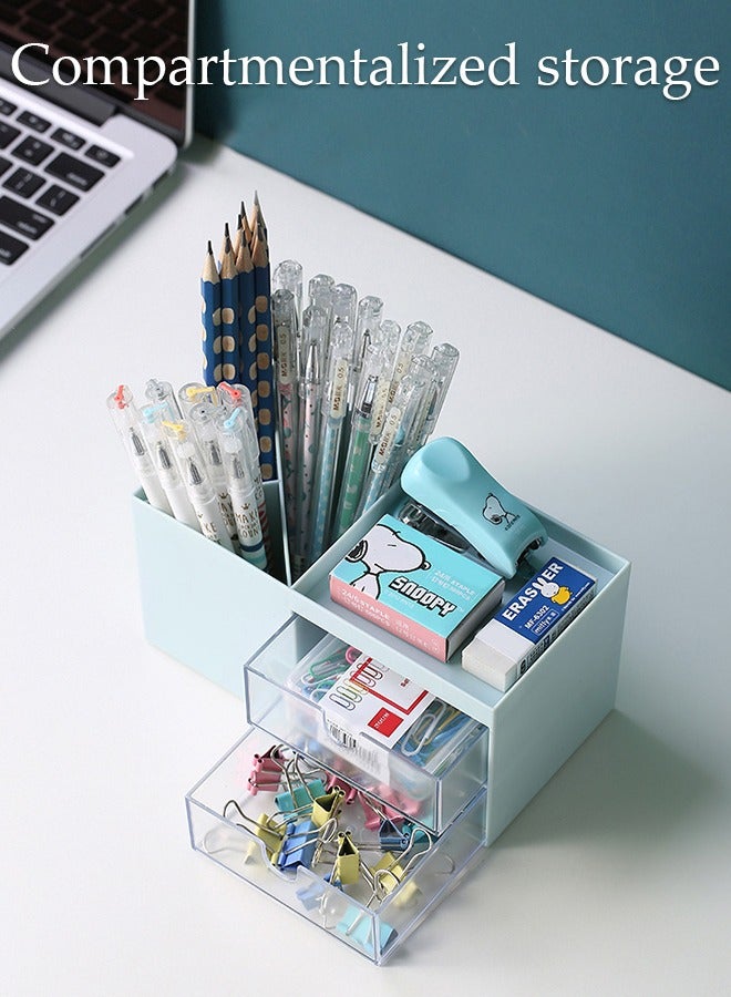 DUNISO Desktop Organizer with Drawer, Pen Holder for Desk,  Plastic Makeup Organizer, Pencil Organizer for School, Home & Office - Image 5