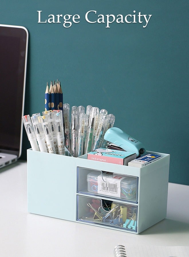 DUNISO Desktop Organizer with Drawer, Pen Holder for Desk,  Plastic Makeup Organizer, Pencil Organizer for School, Home & Office - Image 4