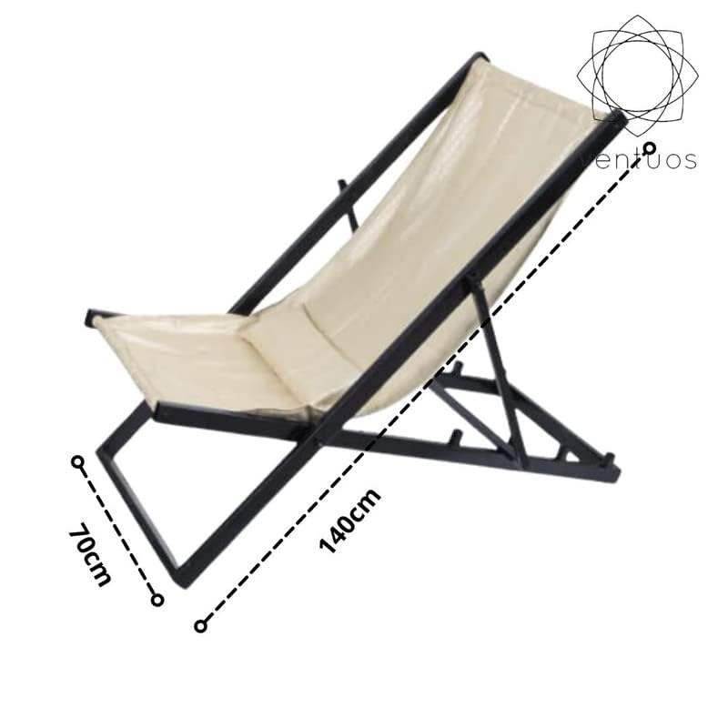 HIRVALL HIRVALL Outdoor Patio Sling Chairs UV Waterproof Fabric Lightweight Foldable Aluminum Frame Ideal for Deck Pool or Beach Beige - Image 3