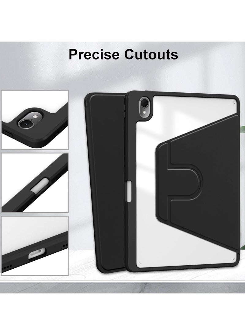 VKL Clear Back Case Compatible with Huawei MatePad Air 11.5 Inch Released 2023 with Pen Holder, 360 Degree Swivel Stand Folio Flip Smart Tablet Cover Auto Sleep/Wake Tablet Case (Black) - Image 4
