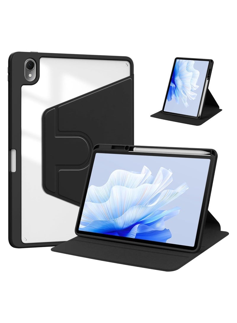 VKL Clear Back Case Compatible with Huawei MatePad Air 11.5 Inch Released 2023 with Pen Holder, 360 Degree Swivel Stand Folio Flip Smart Tablet Cover Auto Sleep/Wake Tablet Case (Black) - Image 1