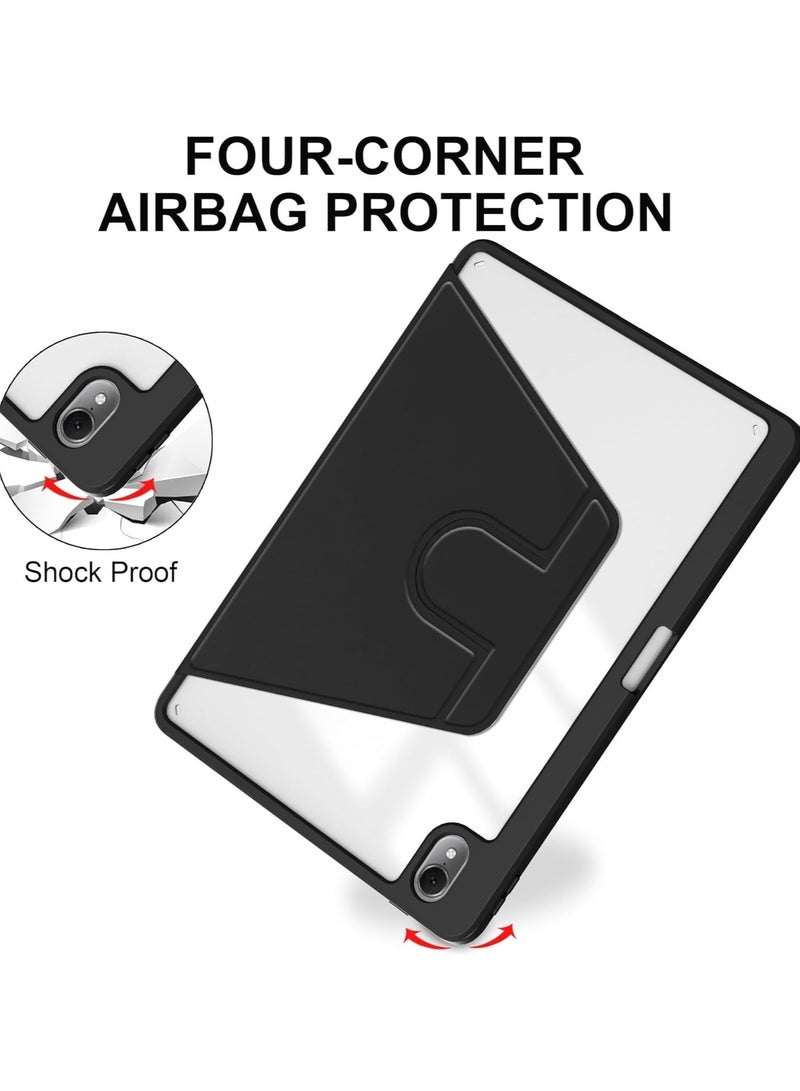 VKL Clear Back Case Compatible with Huawei MatePad Air 11.5 Inch Released 2023 with Pen Holder, 360 Degree Swivel Stand Folio Flip Smart Tablet Cover Auto Sleep/Wake Tablet Case (Black) - Image 3