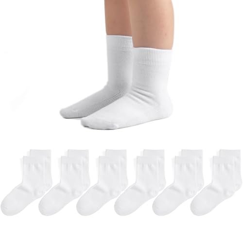 EPEIUS Girls Soft Cotton Dress Socks for Kids Boys School Crew Socks 5-7 Years Ivory Size M - Image 1