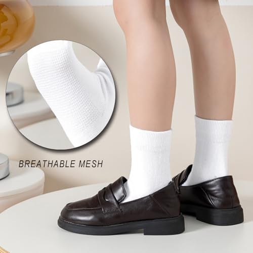 EPEIUS Girls Soft Cotton Dress Socks for Kids Boys School Crew Socks 5-7 Years Ivory Size M - Image 5