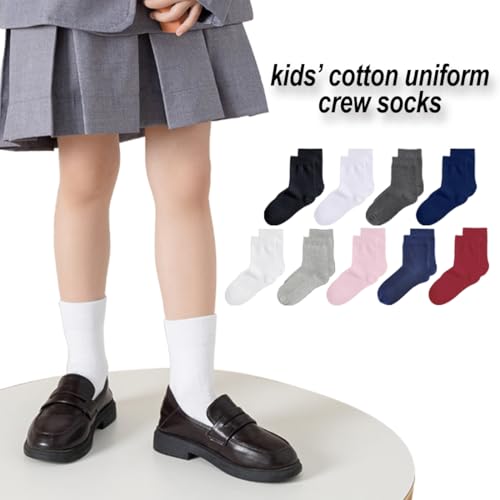 EPEIUS Girls Soft Cotton Dress Socks for Kids Boys School Crew Socks 5-7 Years Ivory Size M - Image 4