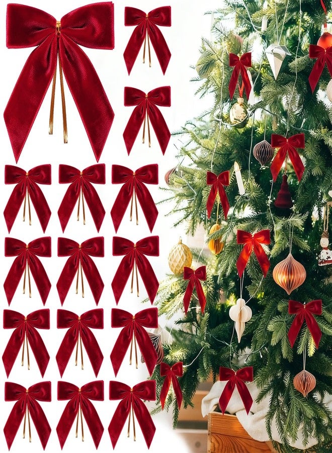 Haptda 30Pcs Red Velvet Ribbon Bows Twist Tie Bows 3.5x3.5in for Christmas Tree Decorations Ornaments Wreath Baby Shower Treat Bag Gift Wrapping Crafts Xmas Candy Bags Décor - Image 1