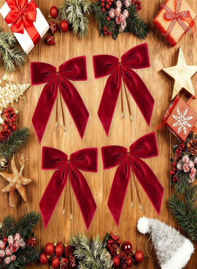 Haptda 30Pcs Red Velvet Ribbon Bows Twist Tie Bows 3.5x3.5in for Christmas Tree Decorations Ornaments Wreath Baby Shower Treat Bag Gift Wrapping Crafts Xmas Candy Bags Décor - Image 4
