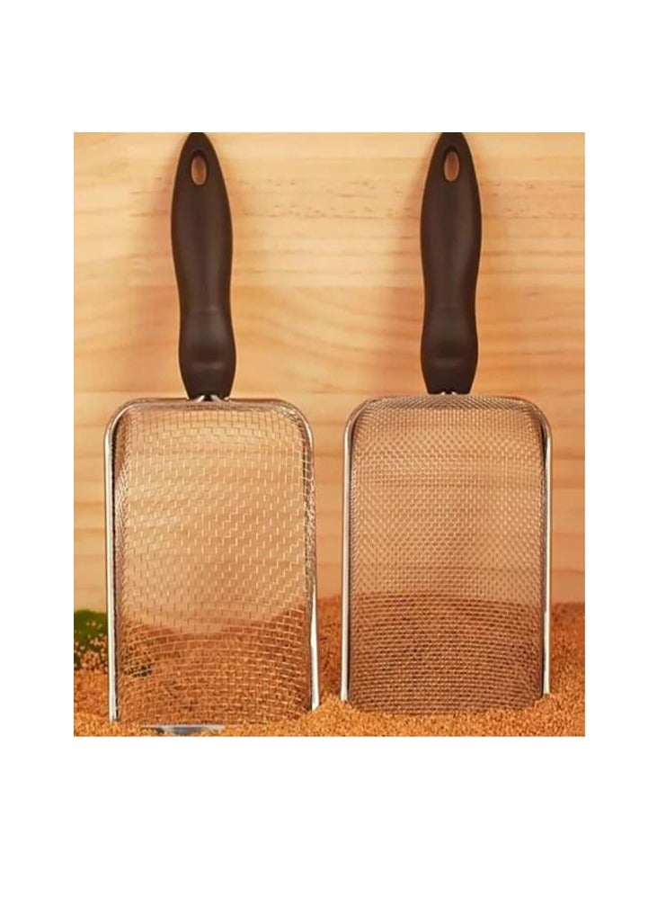 2 Pcs Reptile Scoops Terrarium Bedding Substrate Sand Sifter Stainless Steel Fine Mesh Small Pet Cage Cleaner Shovel - Image 5