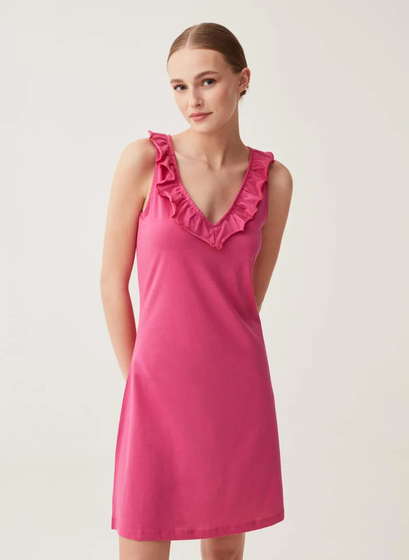 او في اس Ovs V-Neck Nightdress With Frills