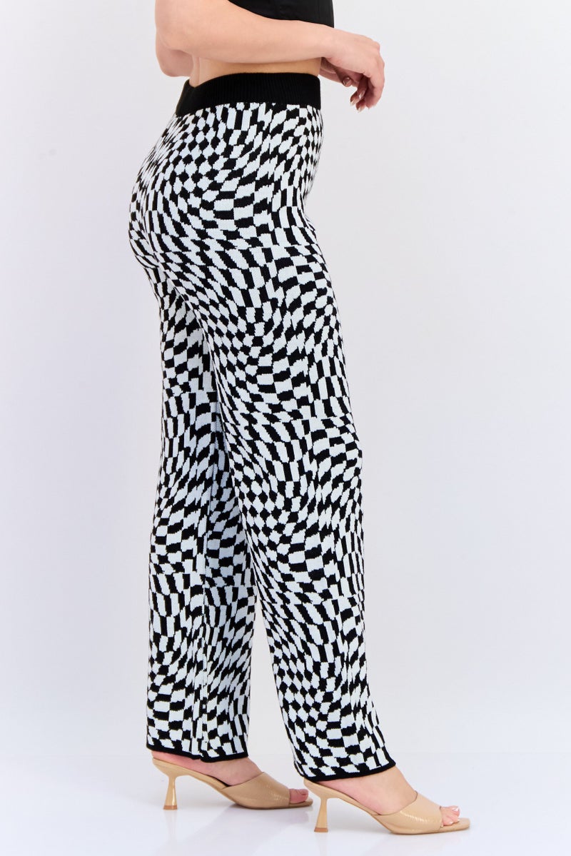 DeFacto Women Regular Fit Checkered Straight Leg Pants, Multicolor - Image 2