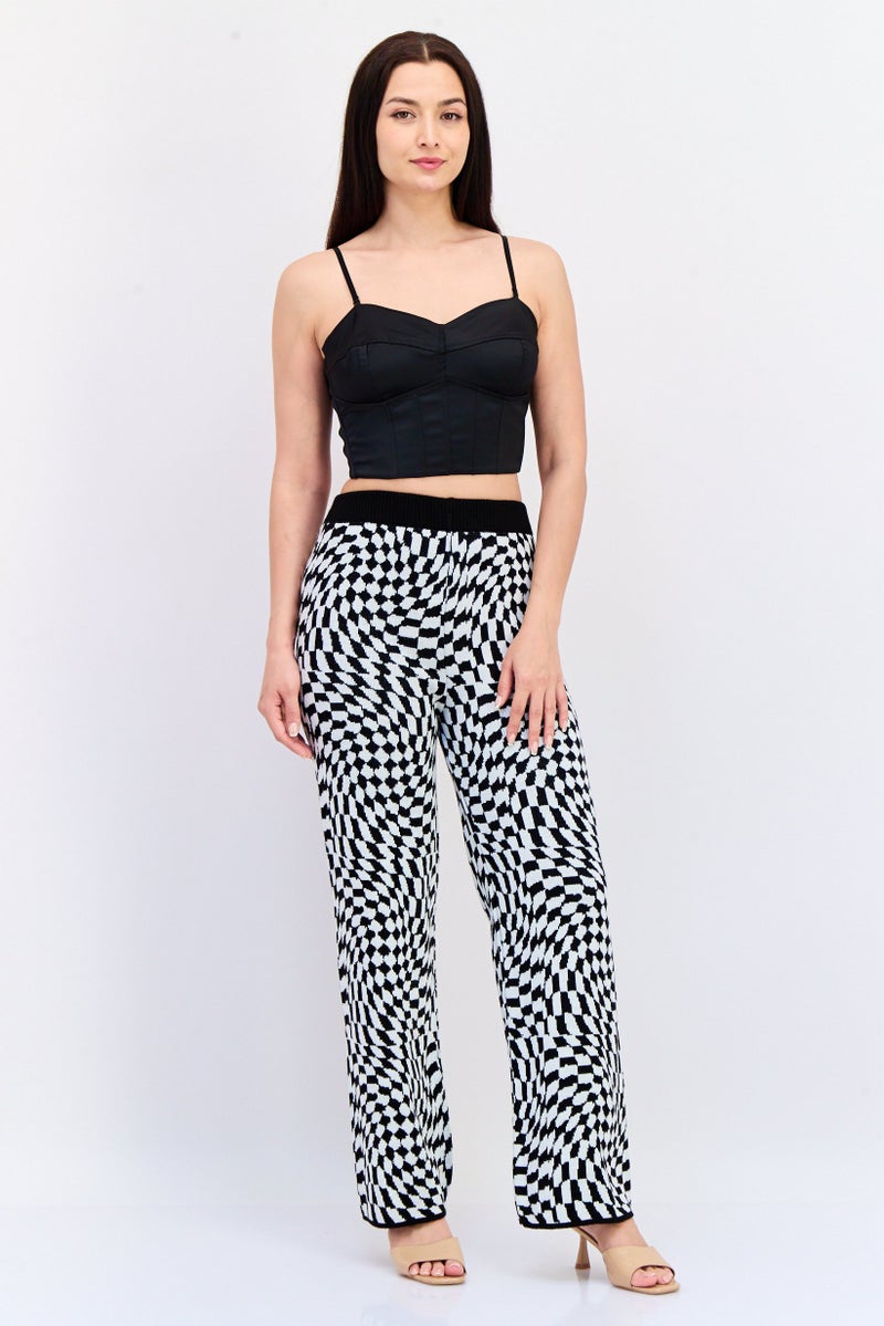 DeFacto Women Regular Fit Checkered Straight Leg Pants, Multicolor - Image 4