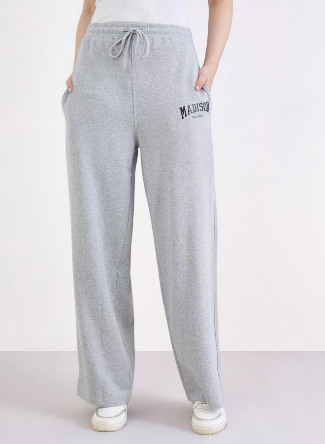Styli Grey Wide Leg Joggers with Drawstring - Image 2