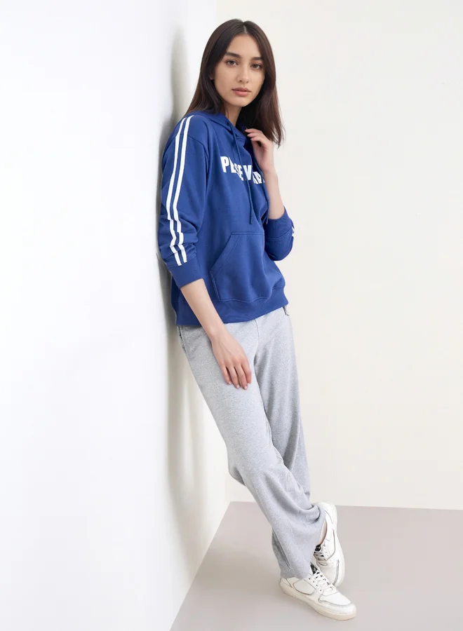 Styli Styli Grey Wide Leg Joggers with Drawstring