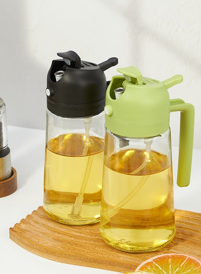 HOMESTAR 2pcs Glass Oil Sprayer & Pourer 2-in-1, Portable Olive Oil Dispenser with Adjustable Spray Nozzle for Fat Reduction, PVC-Free Kitchen & BBQ Cooking Tools (White, Black), Oil Sprayer Bottle for Cooking, Healthy Cooking Tool, Sleek Kitchen Tool, Highquality Sprayer, Kitchen Spray Bottle, Home Cooks - Image 1