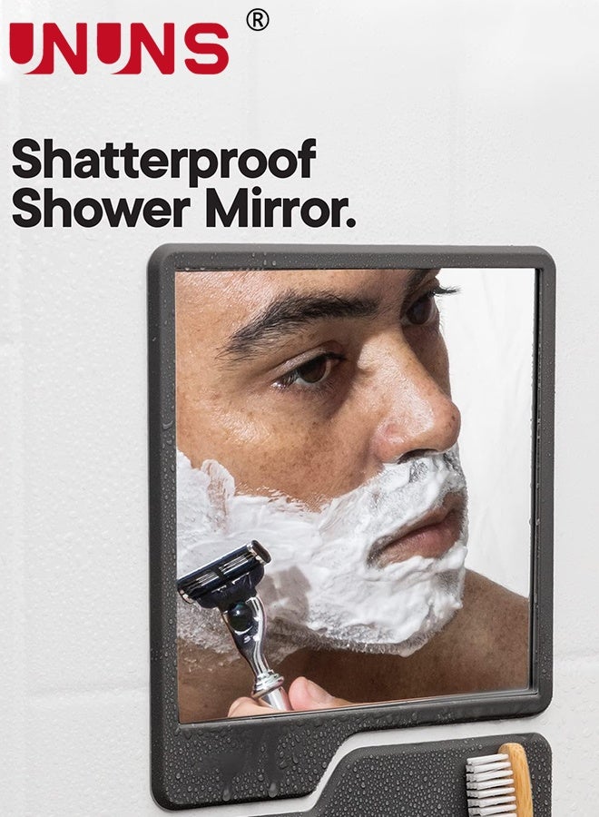 UNUNS Shower Mirror for Shaving,Toothbrush Razor Holder,Silicone Toothbrush Holder with Mirror,Removable Reusable,Silicone-Grip Technology for Bathroom Home - Image 5