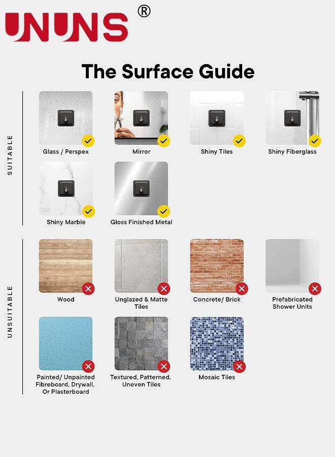 UNUNS Shower Mirror for Shaving,Toothbrush Razor Holder,Silicone Toothbrush Holder with Mirror,Removable Reusable,Silicone-Grip Technology for Bathroom Home - Image 4