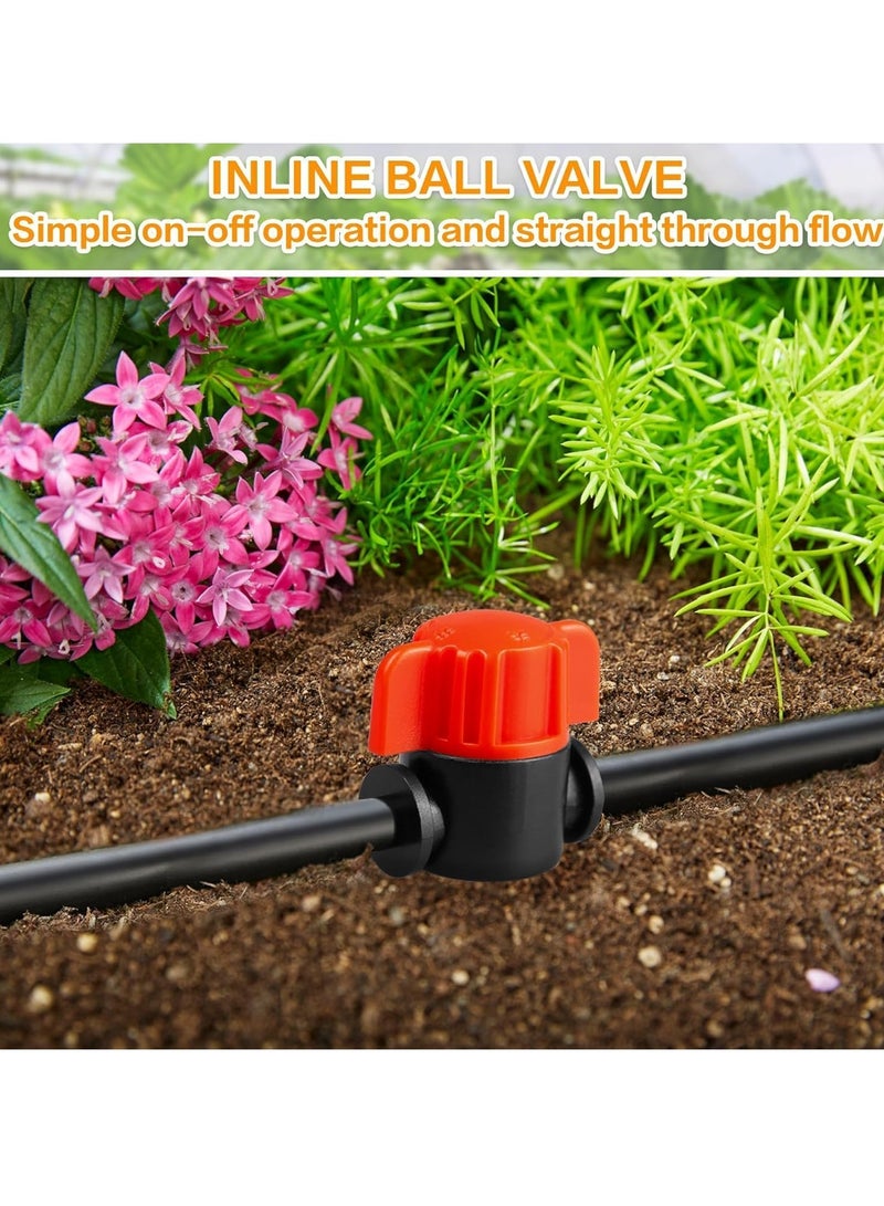 Drip Irrigation Valve, 1/4" Drip Irrigation Shut Off Switch Valve, Drip Irrigation Tubing Drip Line Cut Off Valve for Garden Lawn Irrigation System 25 Pcs
