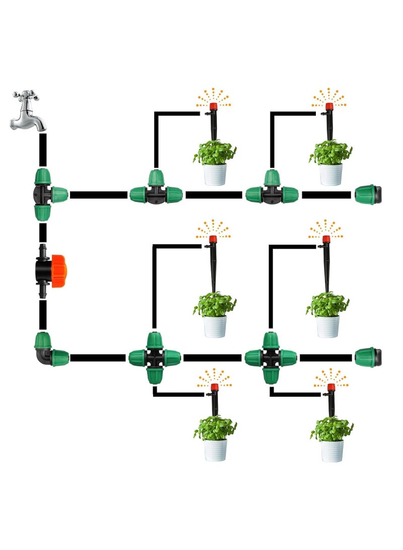 Drip Irrigation Valve, 1/4" Drip Irrigation Shut Off Switch Valve, Drip Irrigation Tubing Drip Line Cut Off Valve for Garden Lawn Irrigation System 25 Pcs