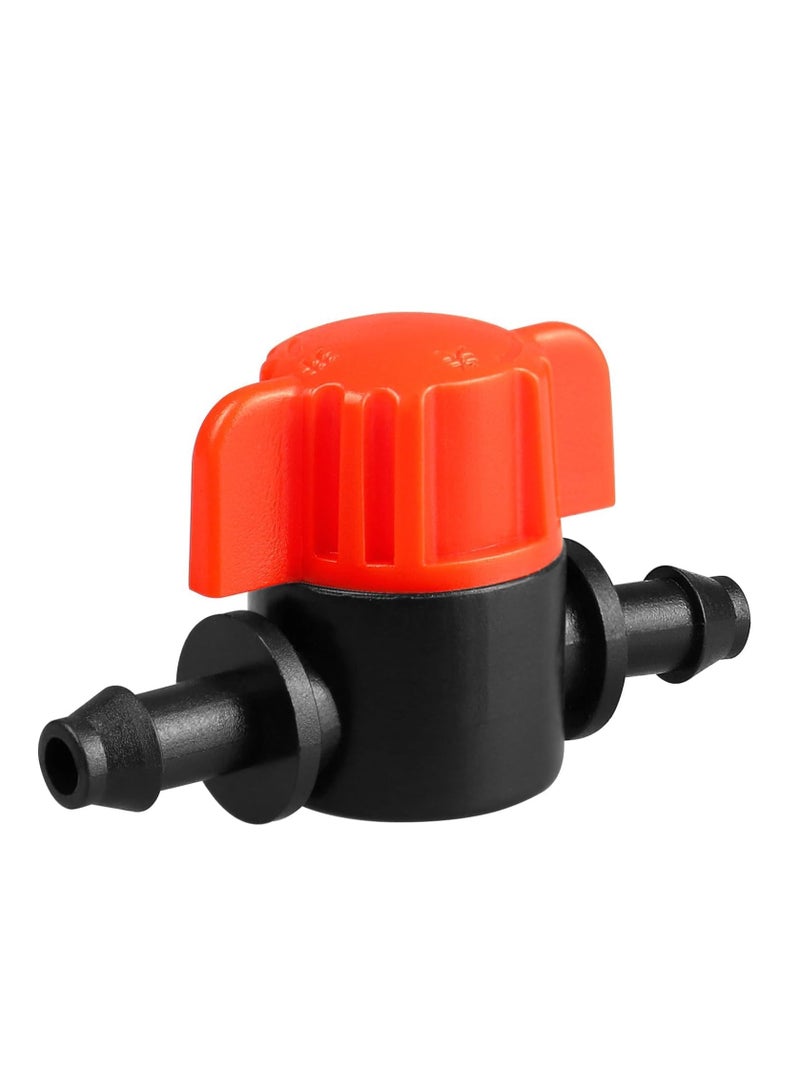 Drip Irrigation Valve, 1/4" Drip Irrigation Shut Off Switch Valve, Drip Irrigation Tubing Drip Line Cut Off Valve for Garden Lawn Irrigation System 25 Pcs