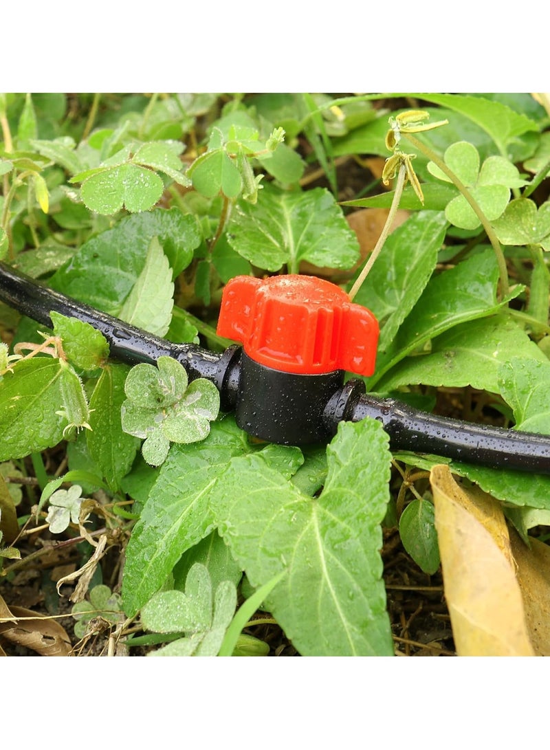 Drip Irrigation Valve, 1/4" Drip Irrigation Shut Off Switch Valve, Drip Irrigation Tubing Drip Line Cut Off Valve for Garden Lawn Irrigation System 25 Pcs