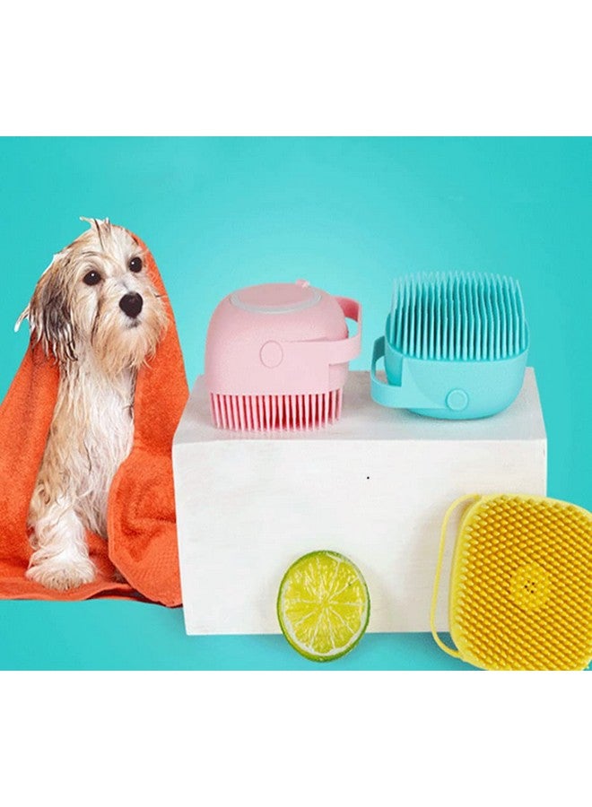 Dog Brush - Cat Brush - Shampoo Dispensing Scrubber - Soft Silicone Design - Hanging Loop - For All Skin Types - Grooming, Deshedding and Exfoliating, Blue - Image 5