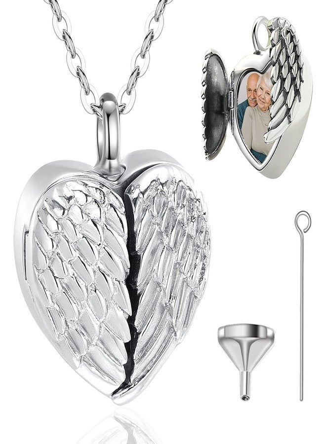 EUDORA Cremation Urn Locket Necklace 925 Sterling Silver Heart Picture Necklace for Women Men Pendant Jewelry Dog Cat Human Ashes, 20 inches Chain - Image 1